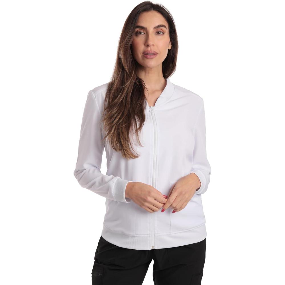 imageJust Love Womens Solid Scrub JacketWhite Stretch Fabric