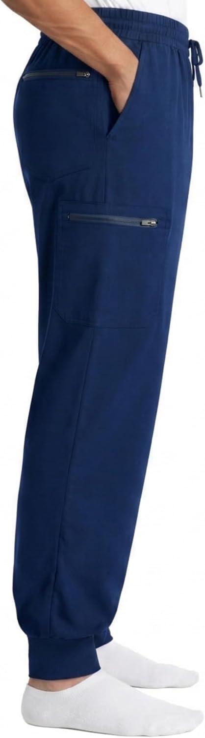imageJust Love Mens Jogger Scrub Pants 6Pocket 4Way Stretch Slim Fit Medical Uniform Bottoms with DrawstringNavy Stretch Fabric