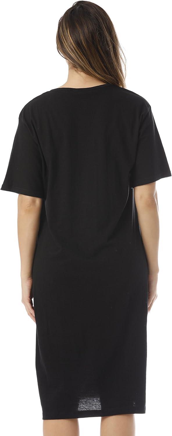 imageJust Love Womens Tie Dye Nightgown 100 Cotton Short Sleeve Henley Sleep ShirtBlack I Heart Sleep