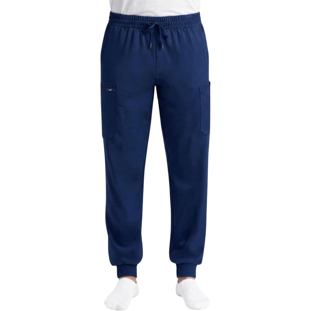 imageJust Love Mens Jogger Scrub Pants 6Pocket 4Way Stretch Slim Fit Medical Uniform Bottoms with DrawstringNavy Stretch Fabric