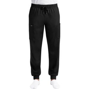 Just Love Men’s Jogger Scrub Pants, 6-Pocket 4-Way Stretch Slim Fit Medical Uniform Bottoms with Drawstring(Black Stretch Fabric)