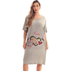 Just Love Short Sleeve Nightgown Sleep Dress for Women(Grey – Love Love Love)