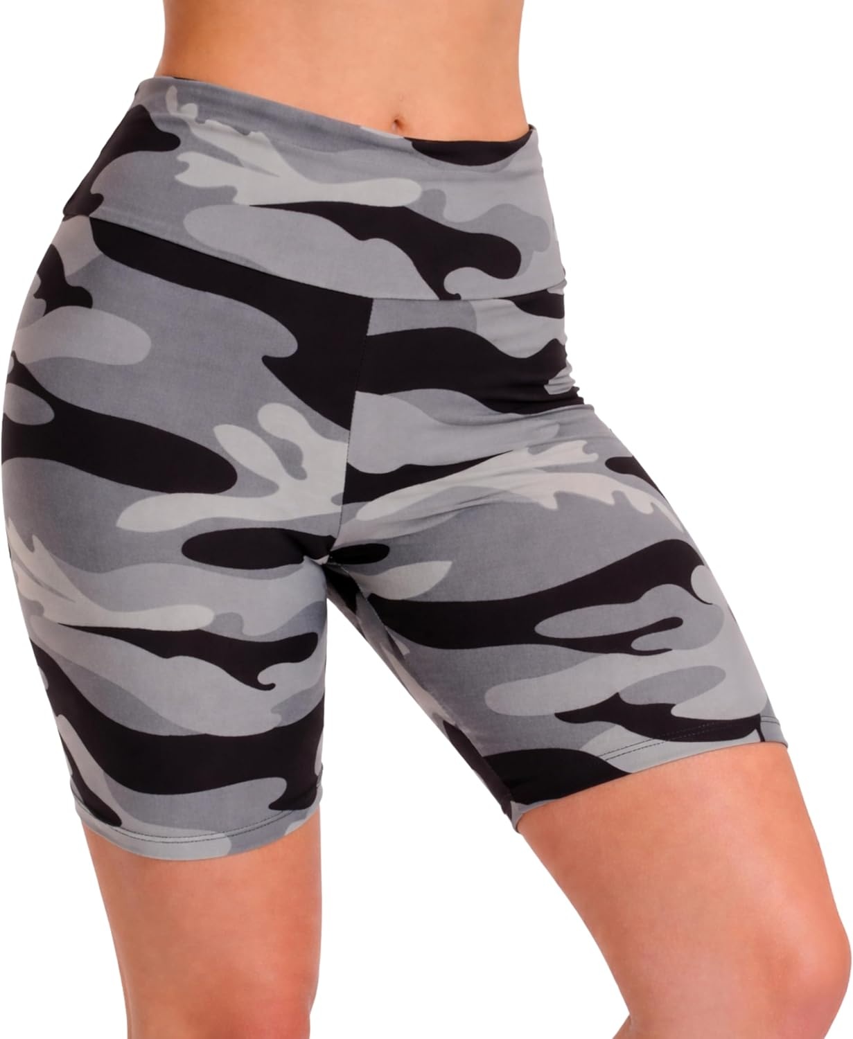 imageJust Love Womens 7Inch Biker Shorts High Waisted Stretch Activewear for Yoga and GymGrey Camo