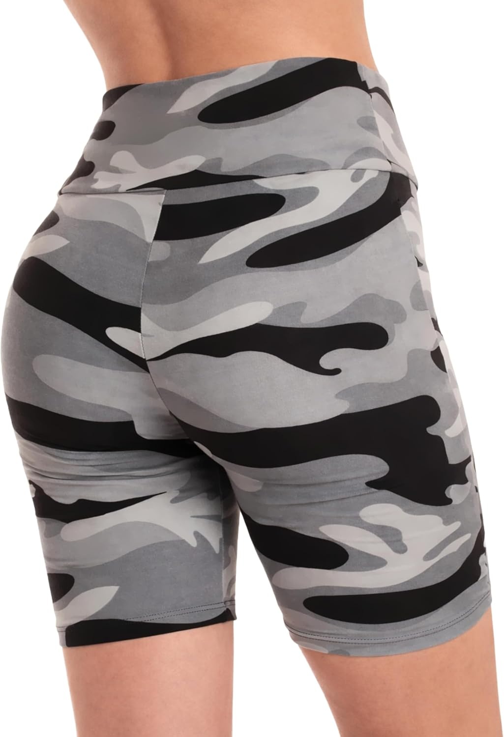 imageJust Love Womens 7Inch Biker Shorts High Waisted Stretch Activewear for Yoga and GymGrey Camo