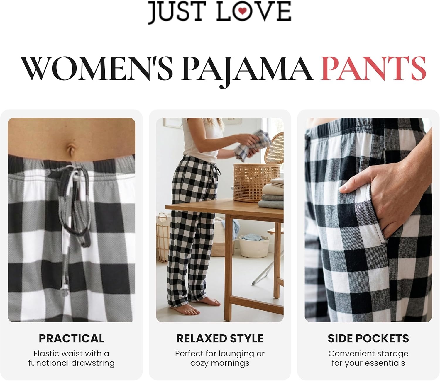 imageJust Love Womens Pajama Pants Soft Stretch Jersey PJ Bottoms with Two Pockets Elastic Waist and DrawstringBig Cheetah