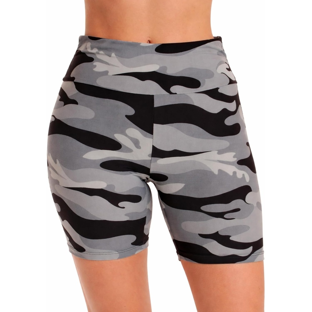 imageJust Love Womens 7Inch Biker Shorts High Waisted Stretch Activewear for Yoga and GymGrey Camo