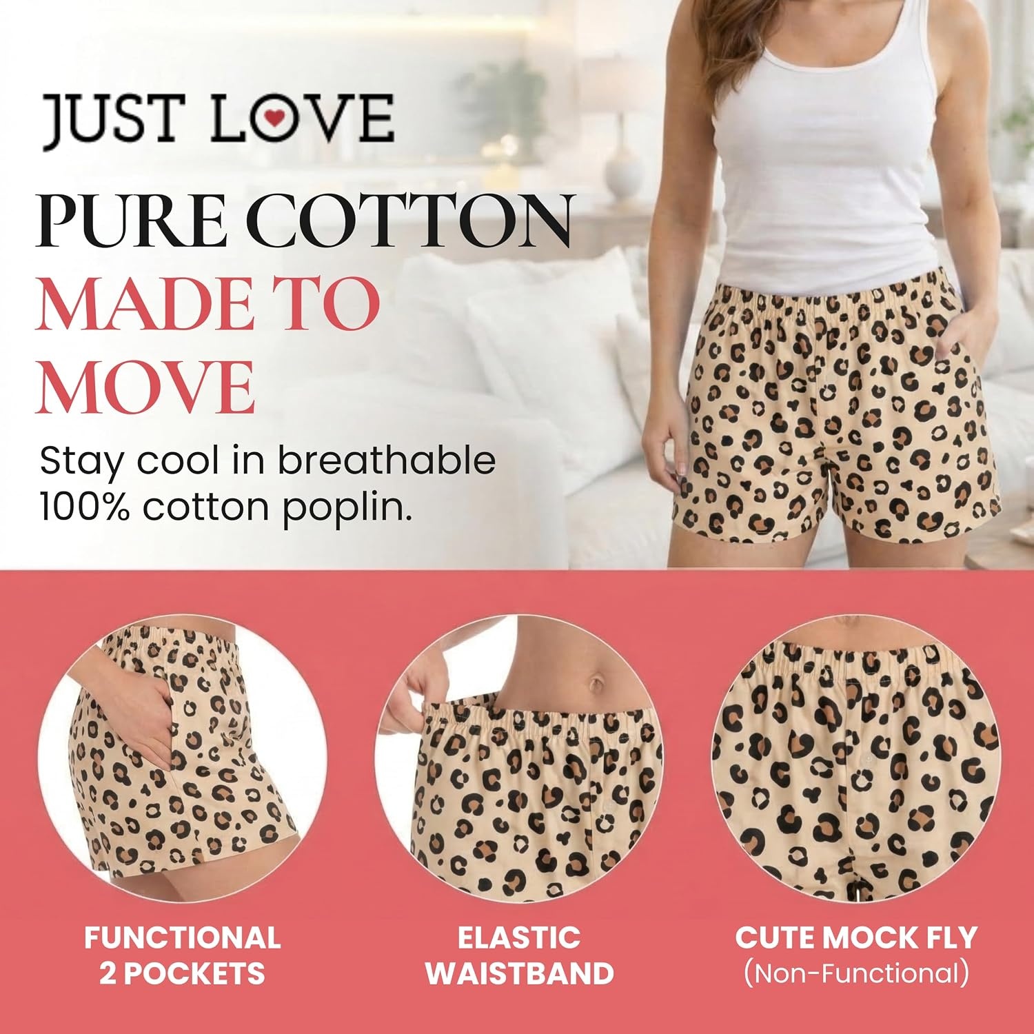 image:imageJust Love Womans Pajamas Shorts PJsBig Cheetah