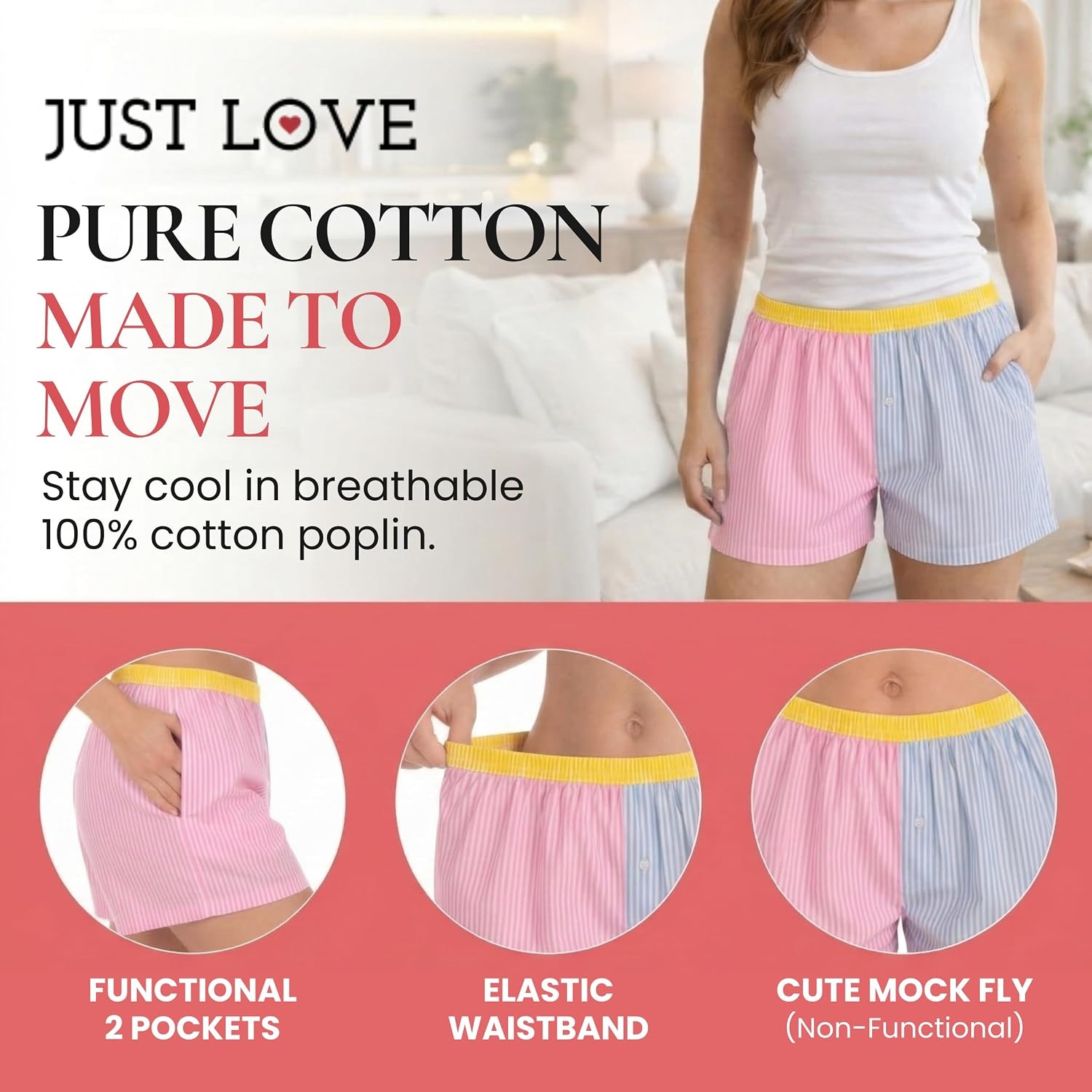 image:imageJust Love Womans Pajamas Shorts PJsColor Block Stripe
