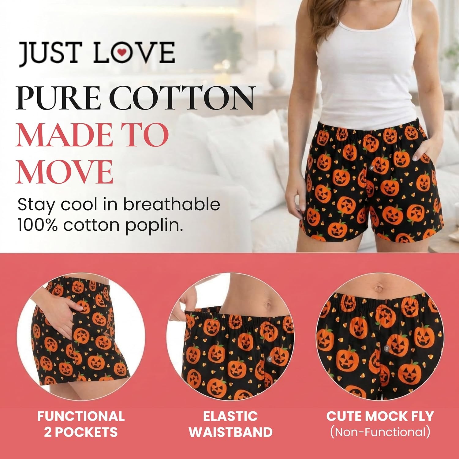 image:imageJust Love Womans Pajamas Shorts PJsHalloween Pumpkins