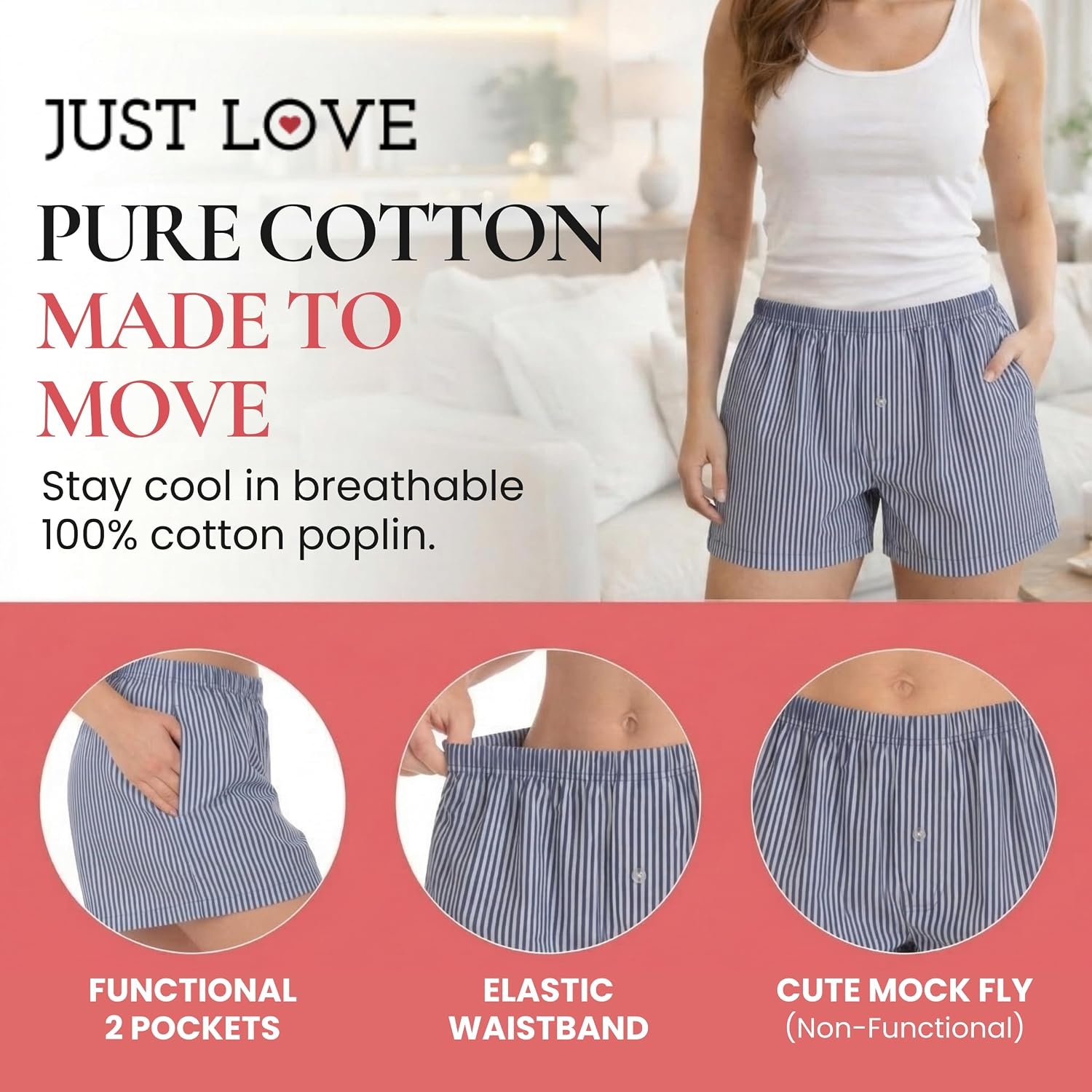 image:imageJust Love Womans Pajamas Shorts PJsStripe Blues