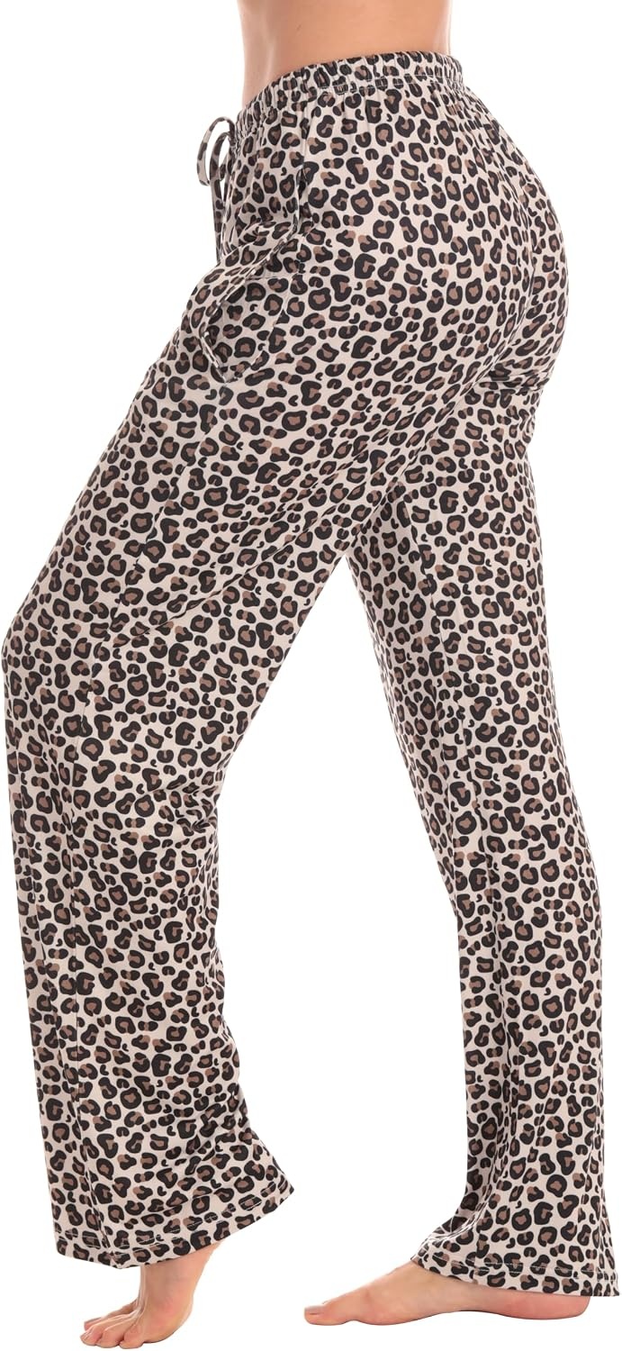 image:imageJust Love Womens Pajama Pants Soft Stretch Jersey PJ Bottoms with Two Pockets Elastic Waist and DrawstringBeige Cheetah