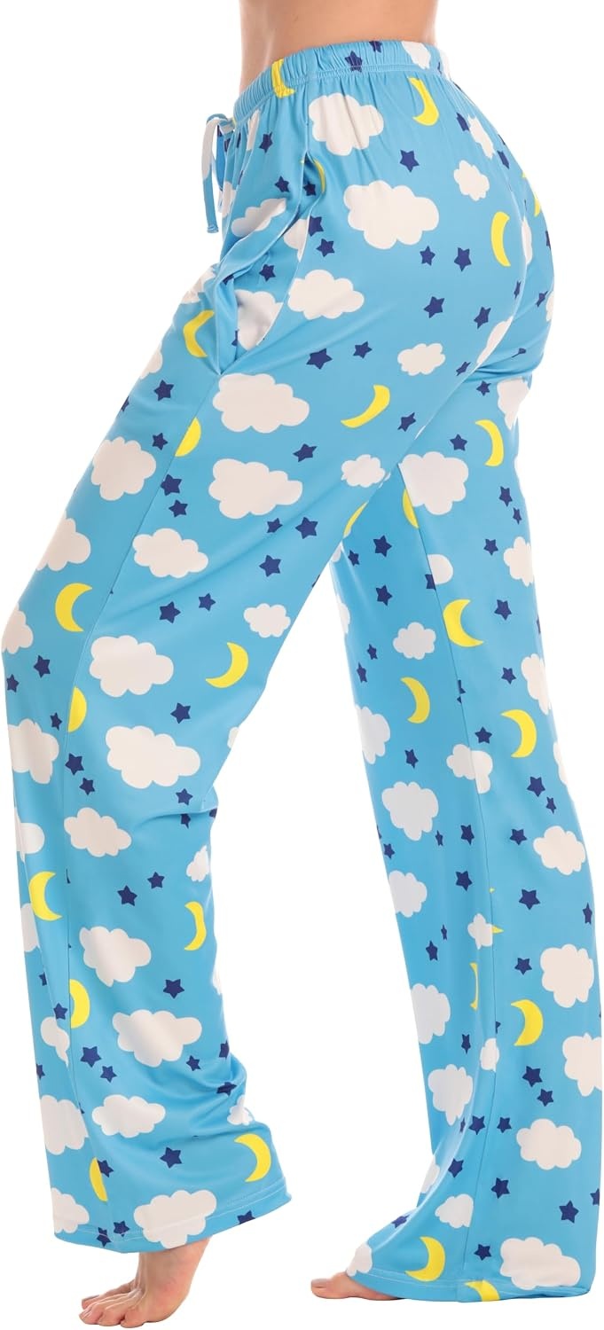image:imageJust Love Womens Pajama Pants Soft Stretch Jersey PJ Bottoms with Two Pockets Elastic Waist and DrawstringBlue Pretty Sky