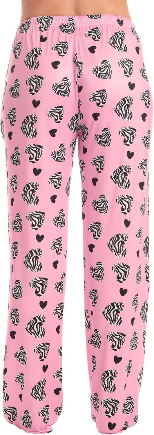image:imageJust Love Womens Pajama Pants Soft Stretch Jersey PJ Bottoms with Two Pockets Elastic Waist and DrawstringPink Tossed Zebra Hearts