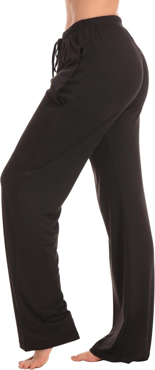 image:imageJust Love Womens Pajama Pants Soft Stretch Jersey PJ Bottoms with Two Pockets Elastic Waist and DrawstringSolid Black