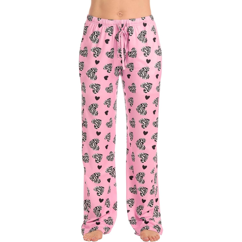 image:imageJust Love Womens Pajama Pants Soft Stretch Jersey PJ Bottoms with Two Pockets Elastic Waist and DrawstringPink Tossed Zebra Hearts