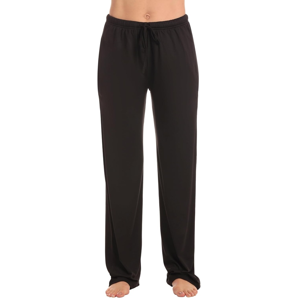 image:imageJust Love Womens Pajama Pants Soft Stretch Jersey PJ Bottoms with Two Pockets Elastic Waist and DrawstringSolid Black