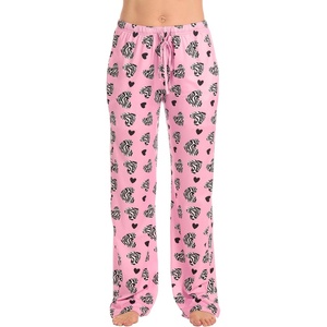 Just Love Women’s Pajama Pants, Soft Stretch Jersey PJ Bottoms with Two Pockets, Elastic Waist and Drawstring(Pink – Tossed Zebra Hearts)