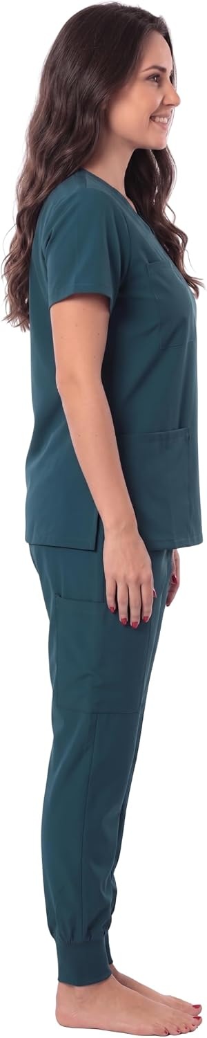 image:imageJust Love Womens VNeck Scrub SetCarribean Blue Stretch Fabric