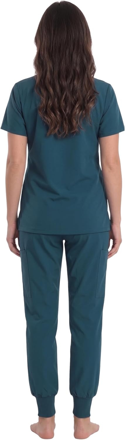 image:imageJust Love Womens VNeck Scrub SetCarribean Blue Stretch Fabric