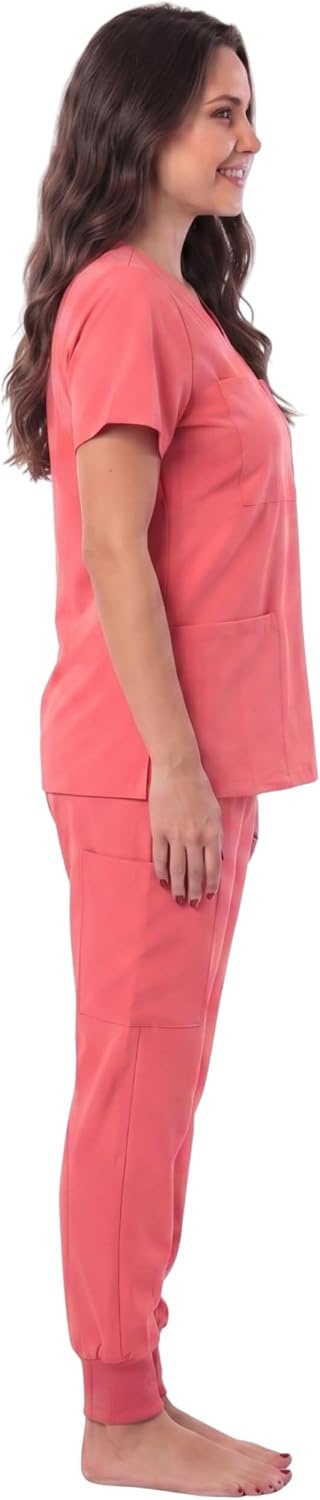 image:imageJust Love Womens VNeck Scrub SetCoral Stretch Fabric