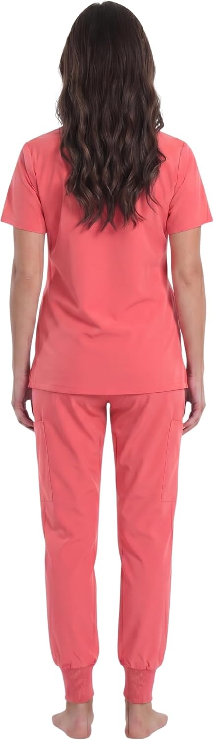 image:imageJust Love Womens VNeck Scrub SetCoral Stretch Fabric