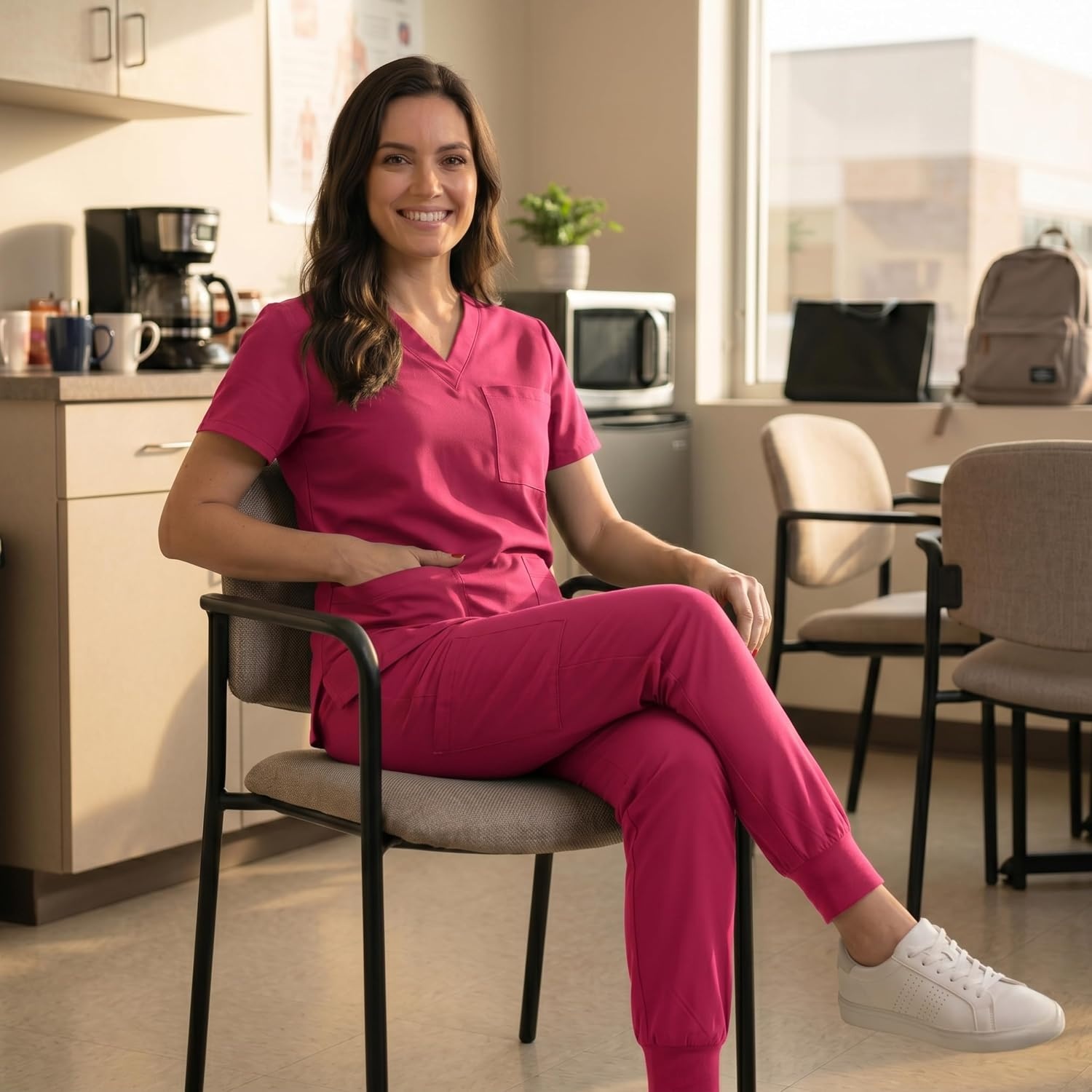 image:imageJust Love Womens VNeck Scrub SetFuchsia Stretch Fabric