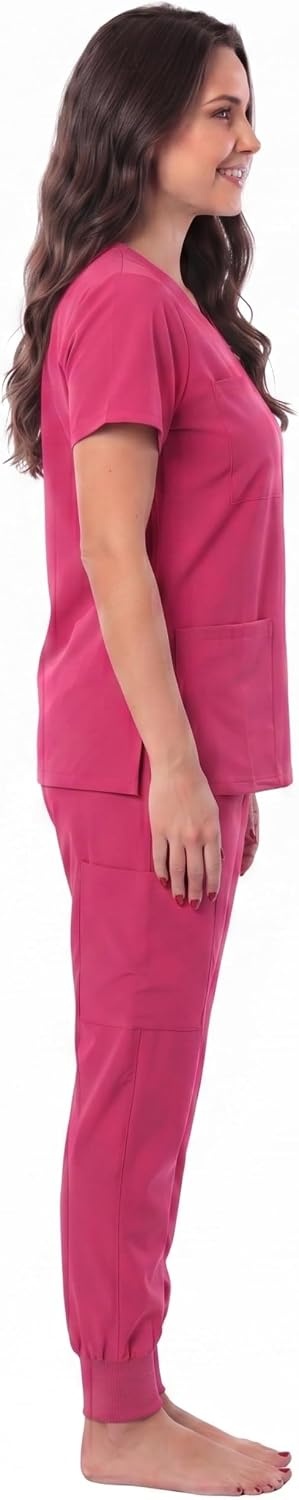 image:imageJust Love Womens VNeck Scrub SetFuchsia Stretch Fabric