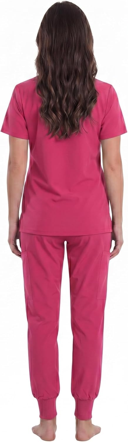 image:imageJust Love Womens VNeck Scrub SetFuchsia Stretch Fabric