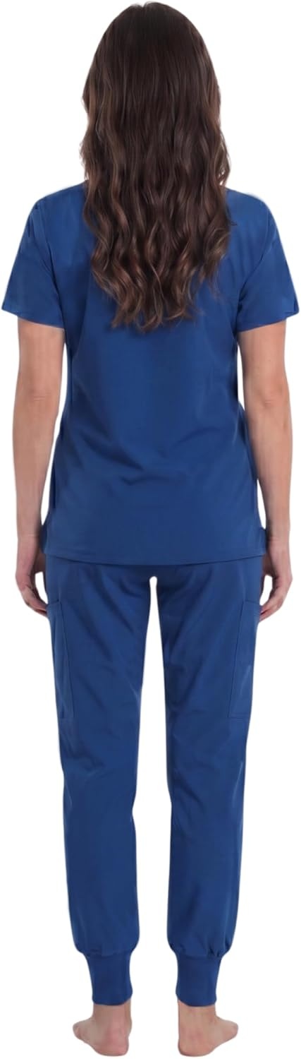 image:imageJust Love Womens VNeck Scrub SetGalaxy Blue Stretch Fabric