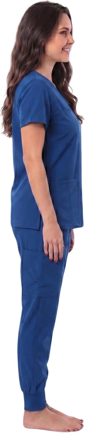 image:imageJust Love Womens VNeck Scrub SetGalaxy Blue Stretch Fabric