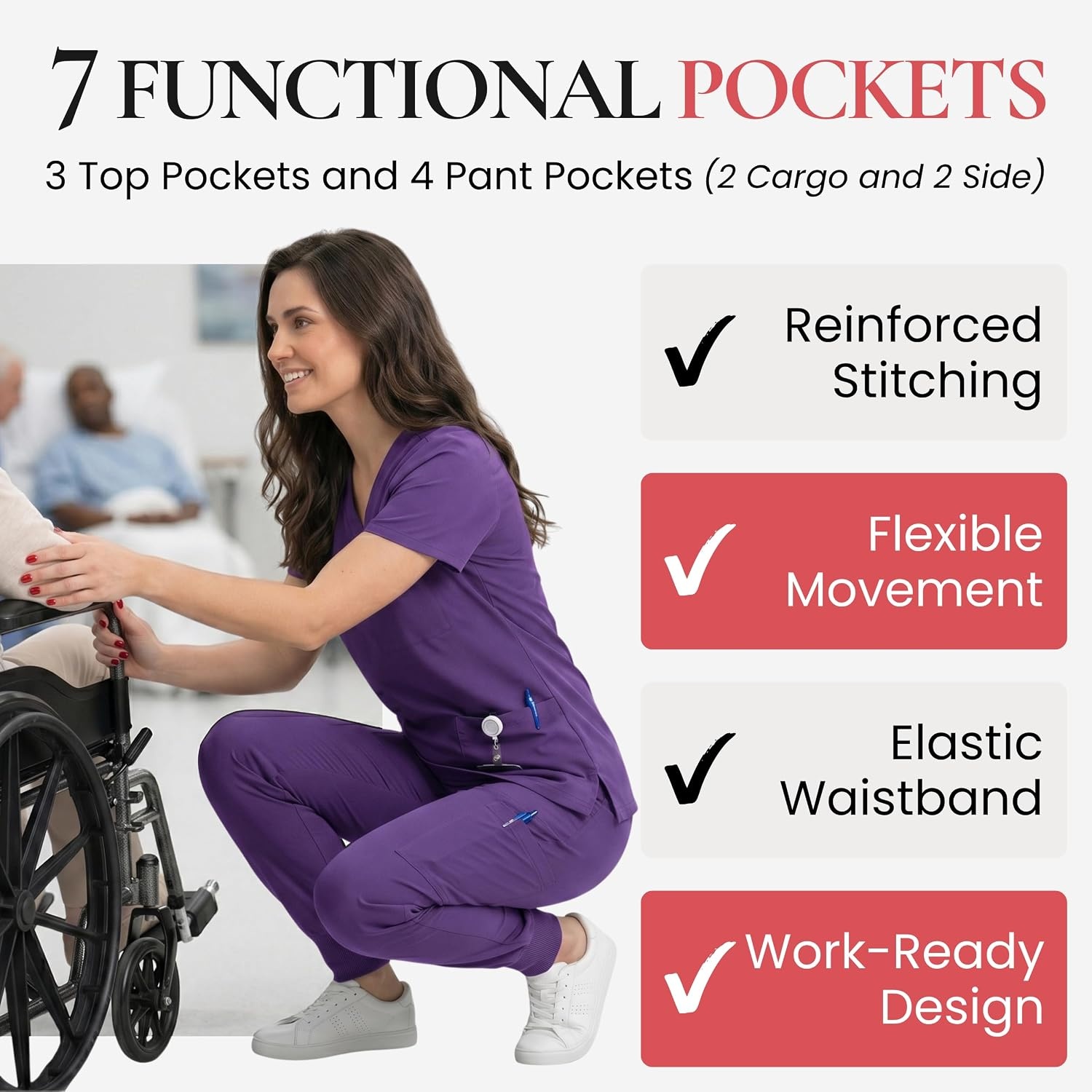 image:imageJust Love Womens VNeck Scrub SetPurple Stretch Fabric