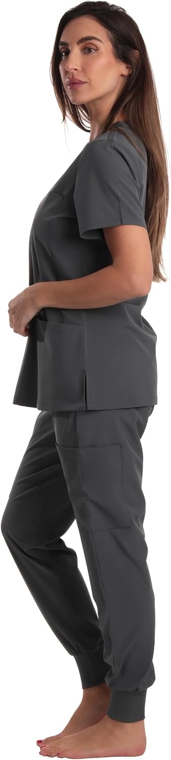 image:imageJust Love Womens VNeck Scrub SetSteel Gray Stretch Fabric