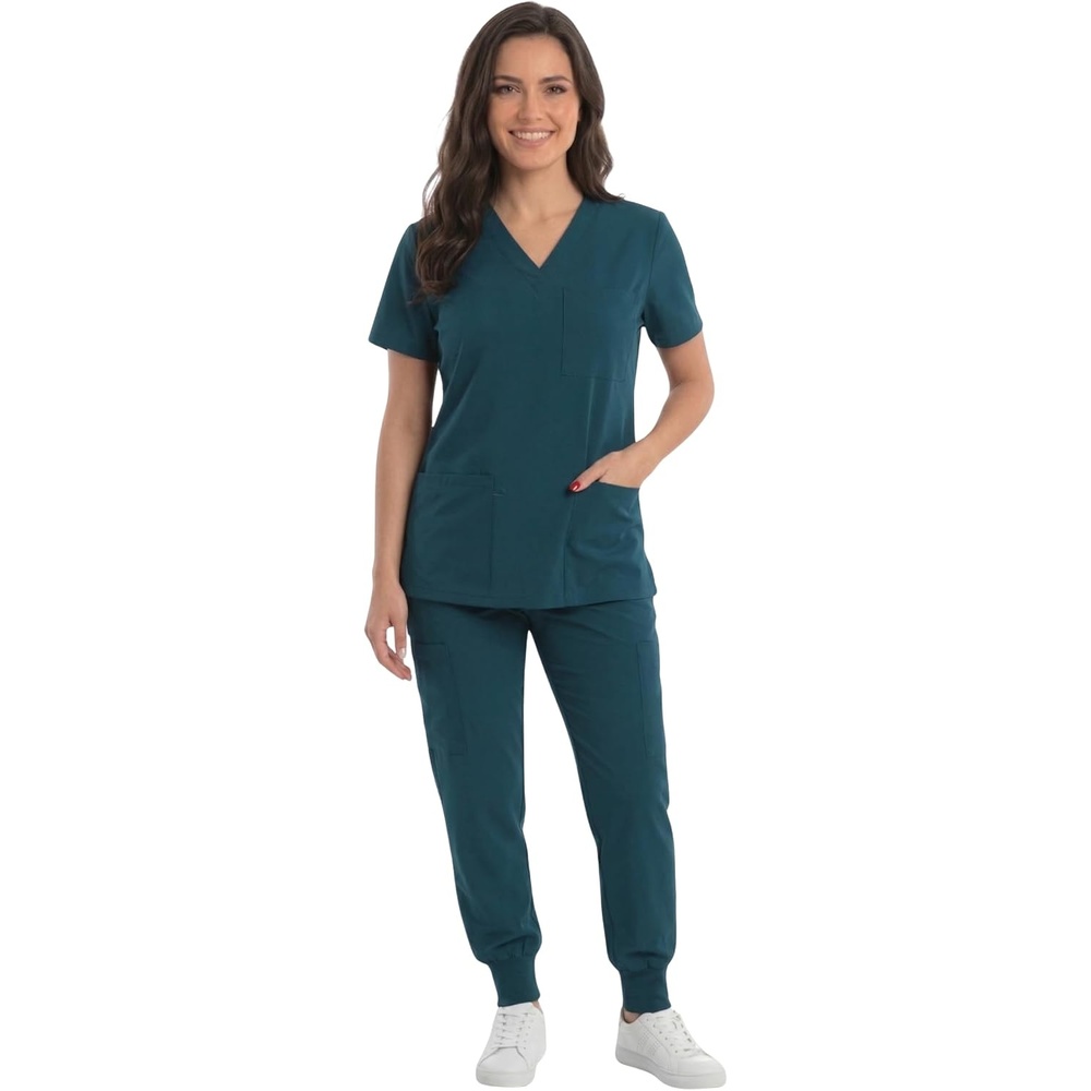image:imageJust Love Womens VNeck Scrub SetCarribean Blue Stretch Fabric