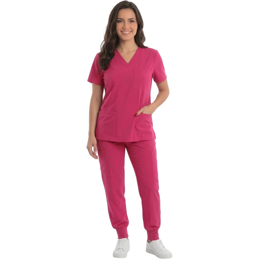 image:imageJust Love Womens VNeck Scrub SetFuchsia Stretch Fabric
