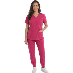 Just Love Women’s V-Neck Scrub Set(Fuchsia Stretch Fabric)