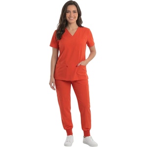 Just Love Women’s V-Neck Scrub Set(Orange Stretch Fabric)