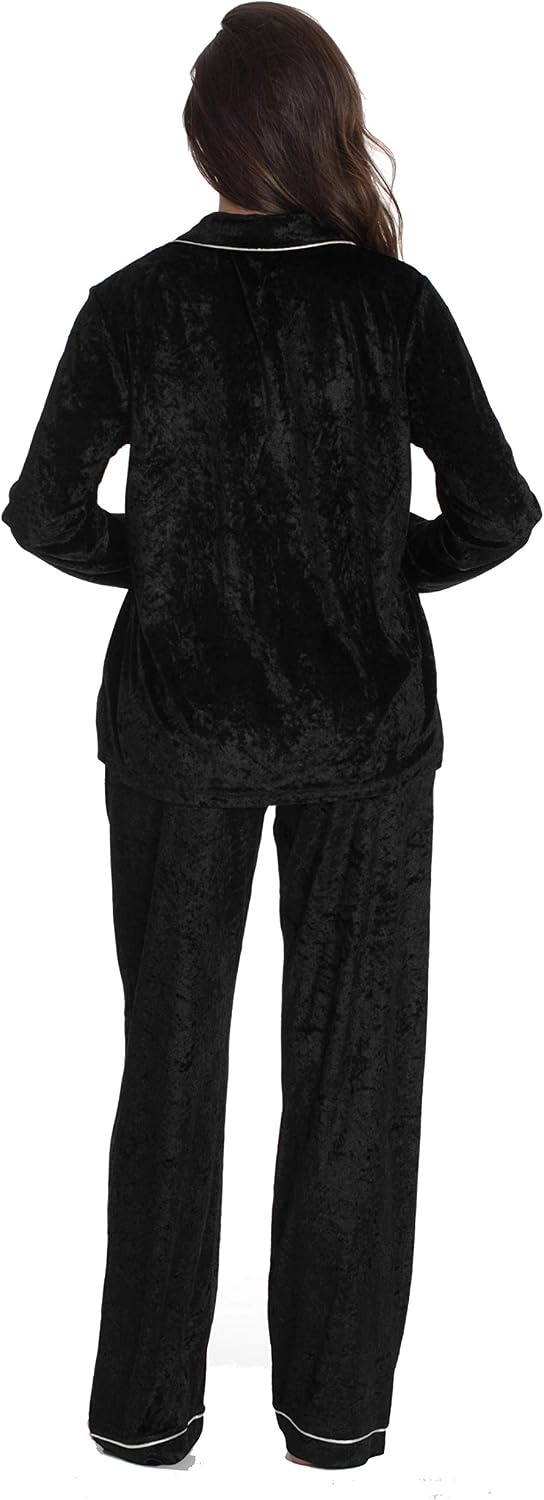 image:imageJust Love Velvet Velour Womens Pajama Pants Set Soft Pajamas for WomenBlack