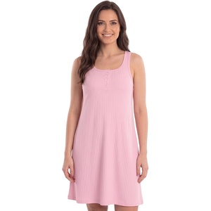 Just Love Women’s Sleeveless Henley Nightgown, Soft Stretch Tank Sleep Shirt Dress(Solid Pink)