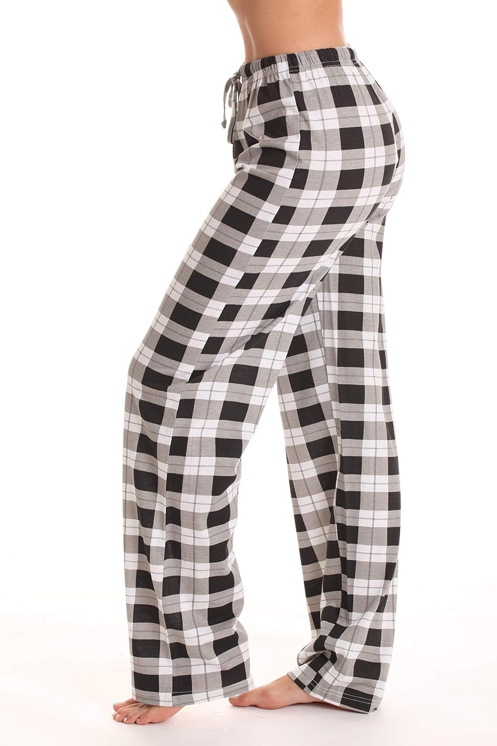 image:imageJust Love Womens 100 Cotton Plaid Pajama Pants Jersey Knit Sleep and Lounge PJ BottomsBlack Plaid
