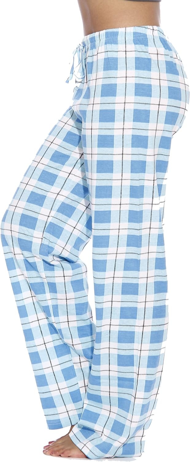 image:imageJust Love Womens 100 Cotton Plaid Pajama Pants Jersey Knit Sleep and Lounge PJ BottomsBlue Plaid