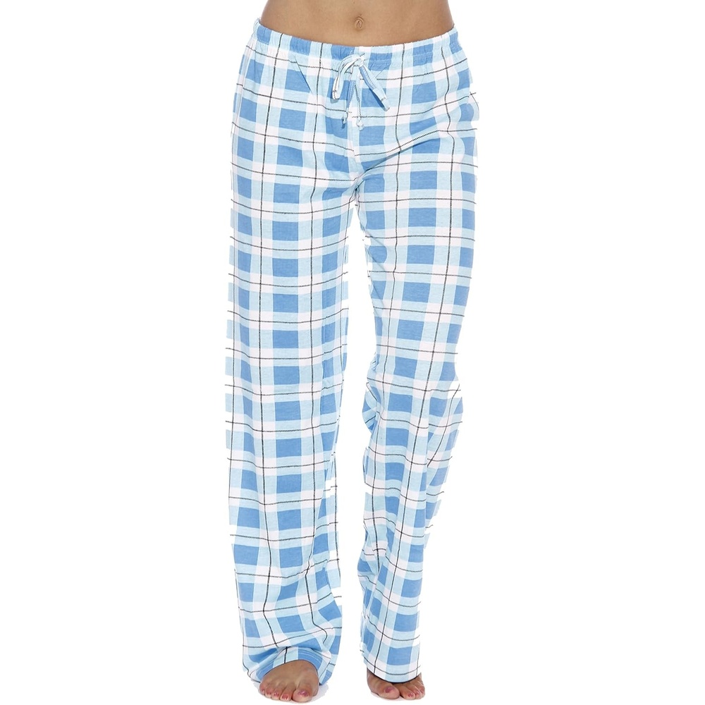 image:imageJust Love Womens 100 Cotton Plaid Pajama Pants Jersey Knit Sleep and Lounge PJ BottomsBlue Plaid