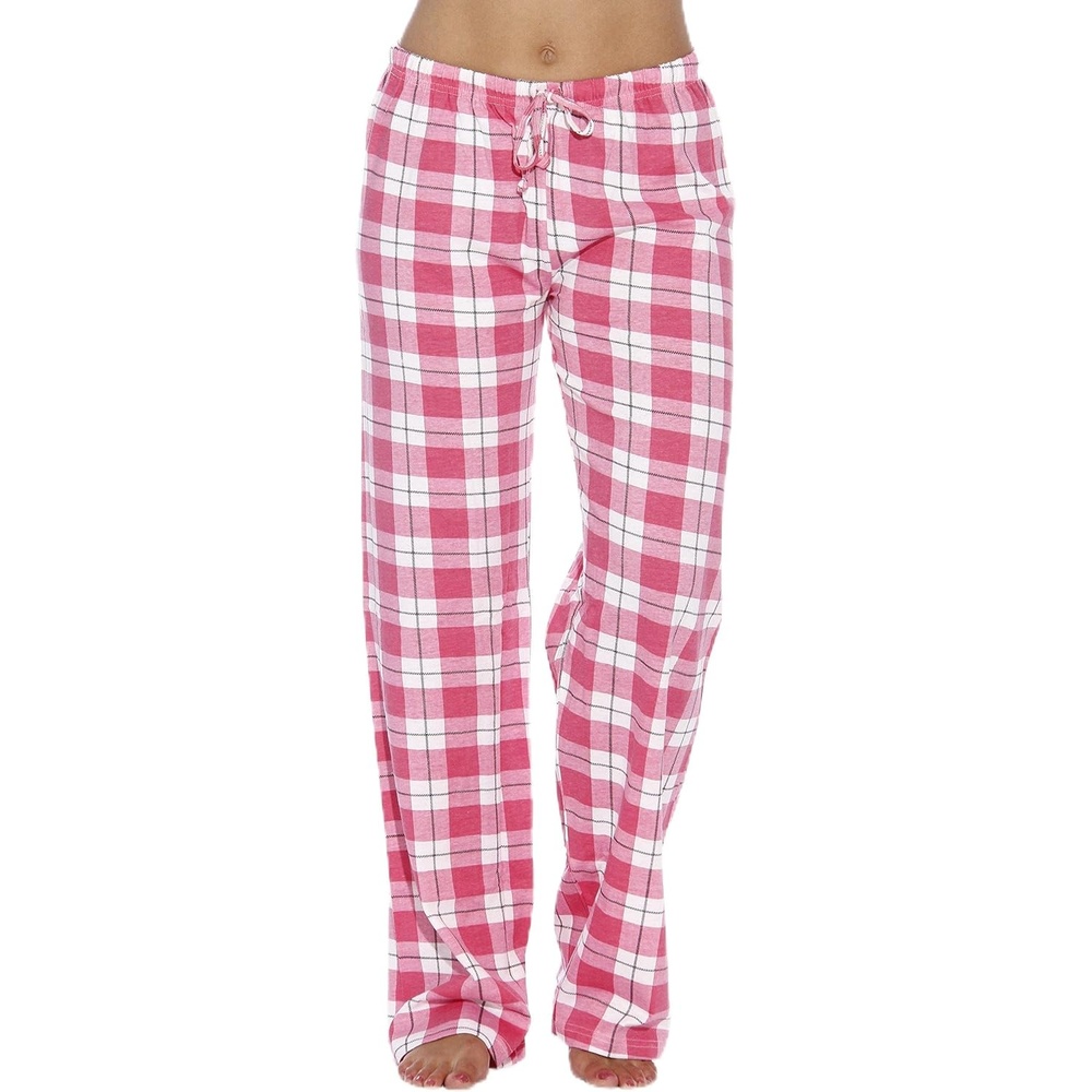 image:imageJust Love Womens 100 Cotton Plaid Pajama Pants Jersey Knit Sleep and Lounge PJ BottomsPink Plaid