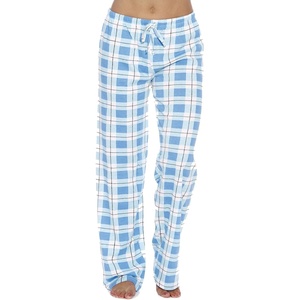 Just Love Women’s 100% Cotton Plaid Pajama Pants, Jersey Knit Sleep and Lounge PJ Bottoms(Blue – Plaid)