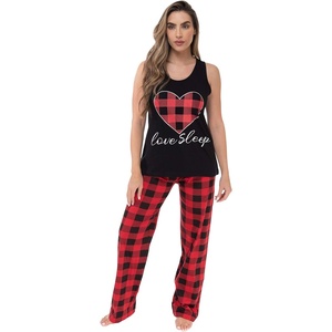 Just Love Womens Pajama Pant Sets(Black – Love Sleep Buffalo Plaid)