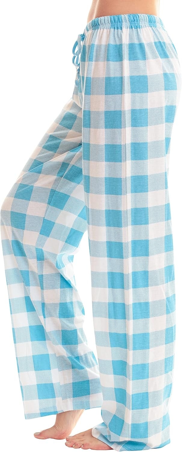 image:imageJust Love Womens Buffalo Plaid Pajama Pants 100 Cotton Jersey Knit Sleep and Lounge PJ BottomsBlue White Buffalo Plaid