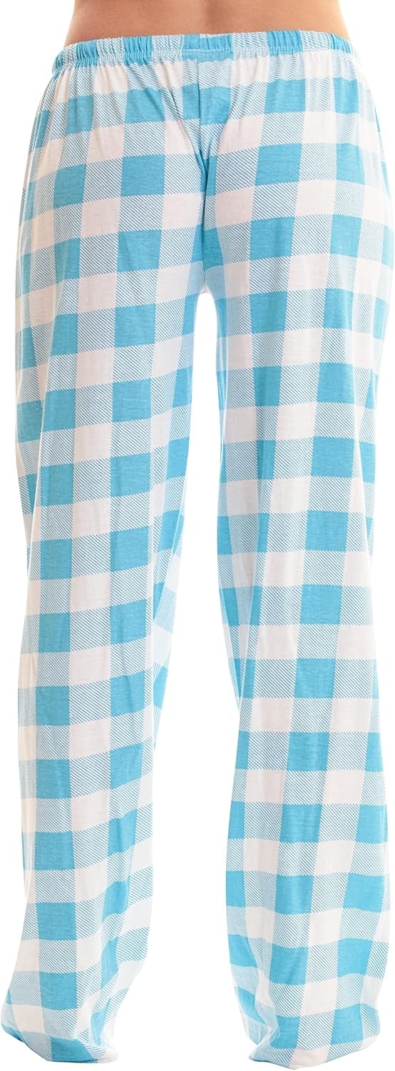 image:imageJust Love Womens Buffalo Plaid Pajama Pants 100 Cotton Jersey Knit Sleep and Lounge PJ BottomsBlue White Buffalo Plaid