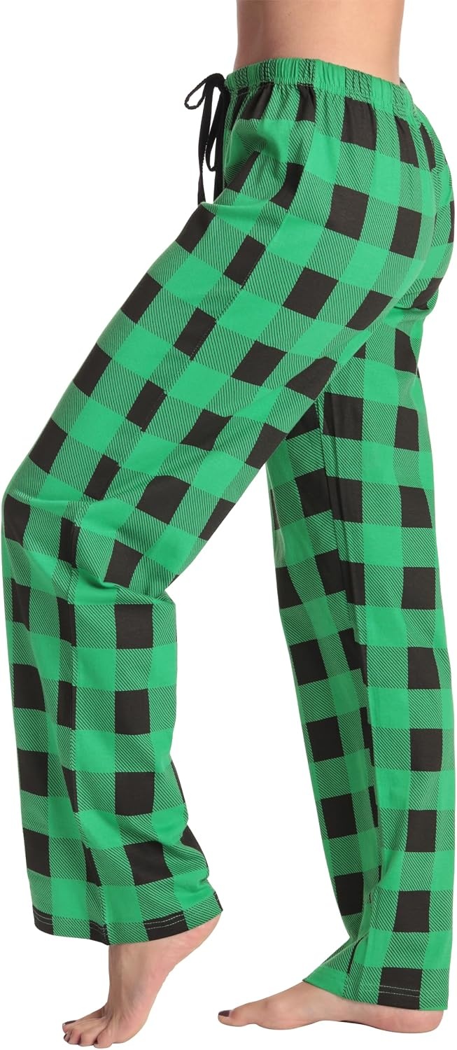image:imageJust Love Womens Buffalo Plaid Pajama Pants 100 Cotton Jersey Knit Sleep and Lounge PJ BottomsBuffalo Plaid Green Black