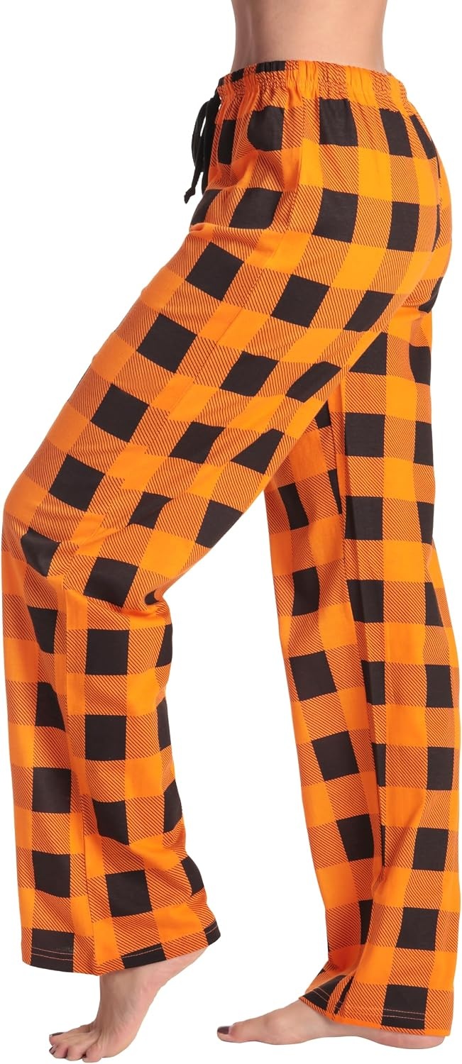 image:imageJust Love Womens Buffalo Plaid Pajama Pants 100 Cotton Jersey Knit Sleep and Lounge PJ BottomsBuffalo Plaid Orange Black