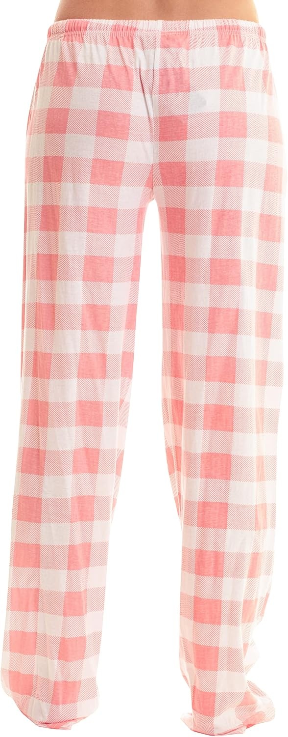 image:imageJust Love Womens Buffalo Plaid Pajama Pants 100 Cotton Jersey Knit Sleep and Lounge PJ BottomsCoral White Buffalo Plaid