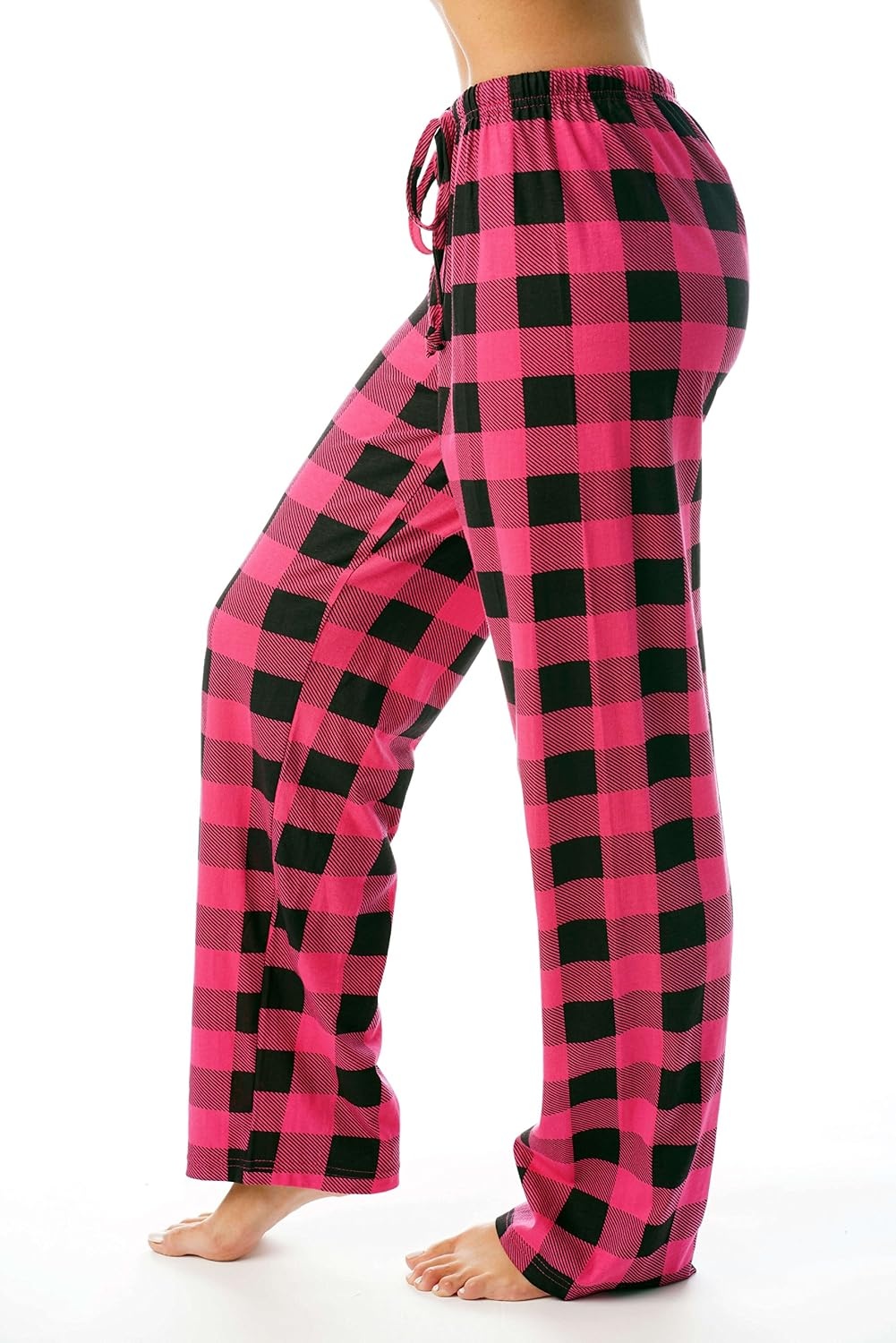 image:imageJust Love Womens Buffalo Plaid Pajama Pants 100 Cotton Jersey Knit Sleep and Lounge PJ BottomsFuchsia Black Buffalo Plaid